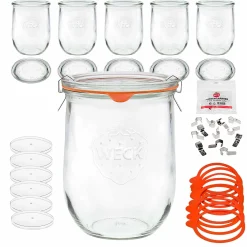 WECK-Tulpenglas 1062 ml mit Klarsichtdeckel, 6er Set