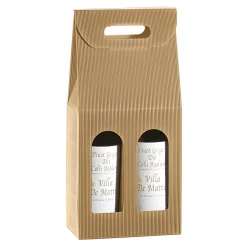 Weinflaschenkarton 2er mit Fenster natur