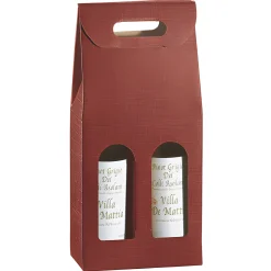 Weinflaschenkarton 2er mit Fenster bordeaux